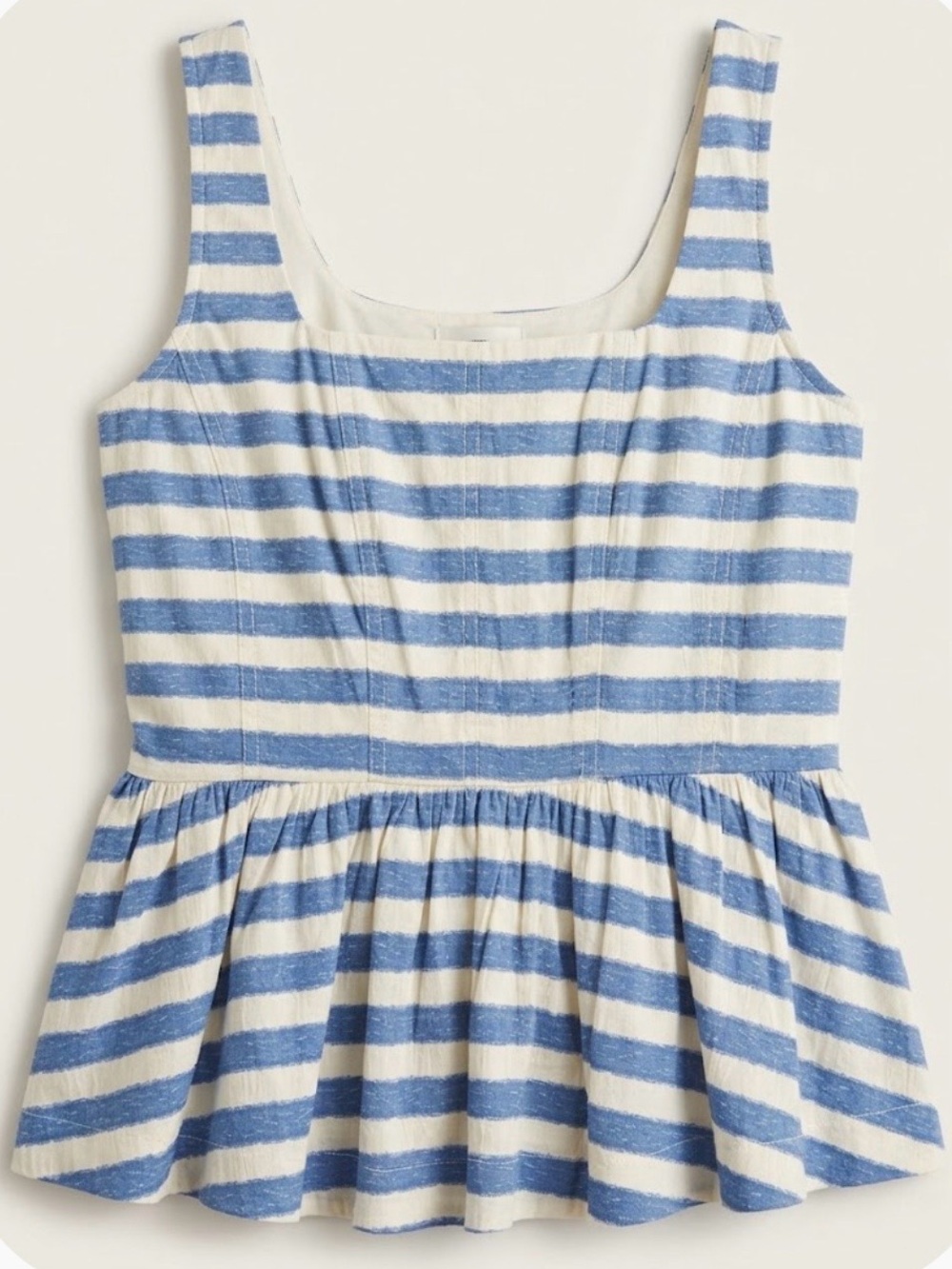 Avec Les Filles blue and white striped square-neck corset peplum top Size Small